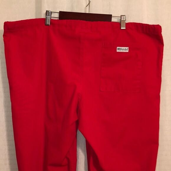 UA M Red Unisex Drawstring Scrub Pants - Picture 4 of 9
